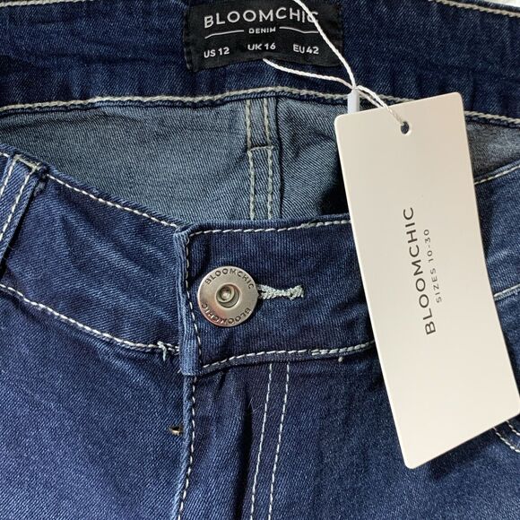 Bloom Chic Straight Leg Jeans Womens 12 Dark Wash - Picture 5 of 6